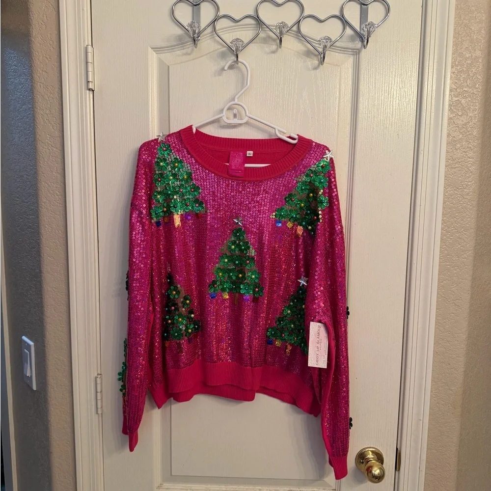 NWT Queen of Sparkles Xmas Tree Sweater XL - Picture 1 of 1